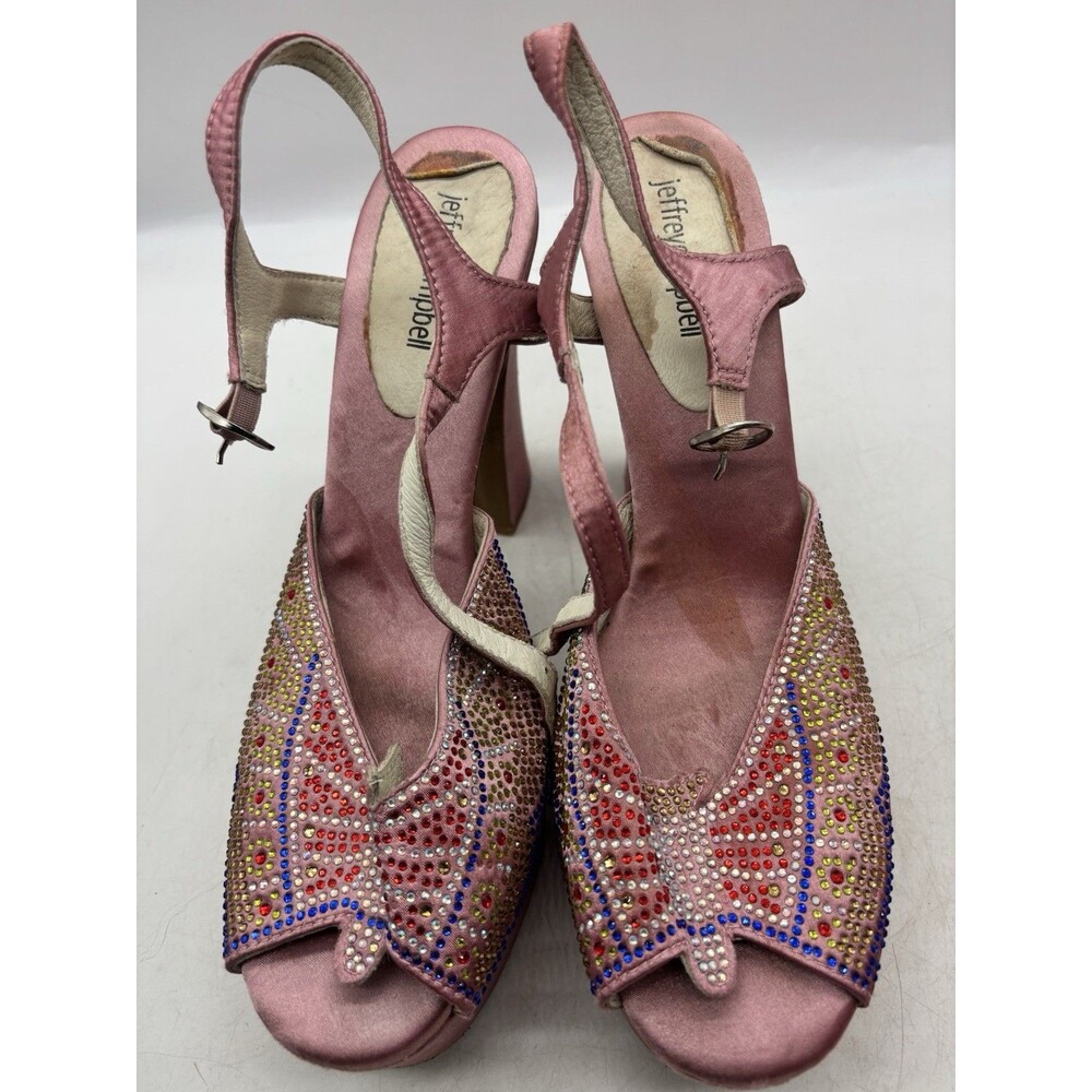 Jeffery Campbell Flight Butterfly Metallic Platform Sandals Embellished Sz 10 - Picture 8 of 14